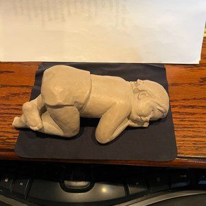 NWOT Clay sculpture baby sleeping felt backing